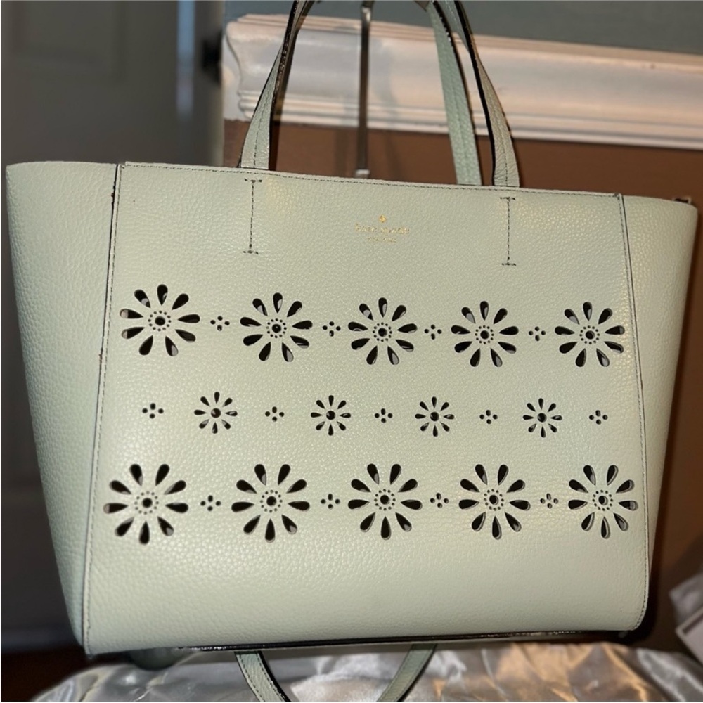 Kate Spade Elizabeth Faye Mint Splash Tote with Cross Body Shoulder Strap - Picture 5 of 14